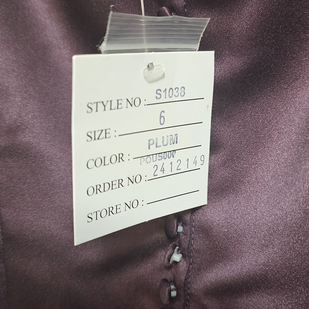 Davids Bridal New Plum Flowet Girl Dress Style #S1038 - Picture 5 of 6